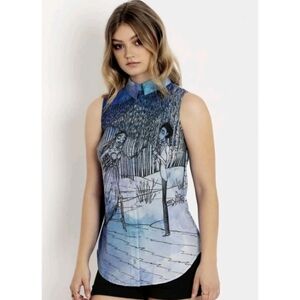 Blackmilk Blue Tim Burton Corpse Bride Sleeveless Blouse XS